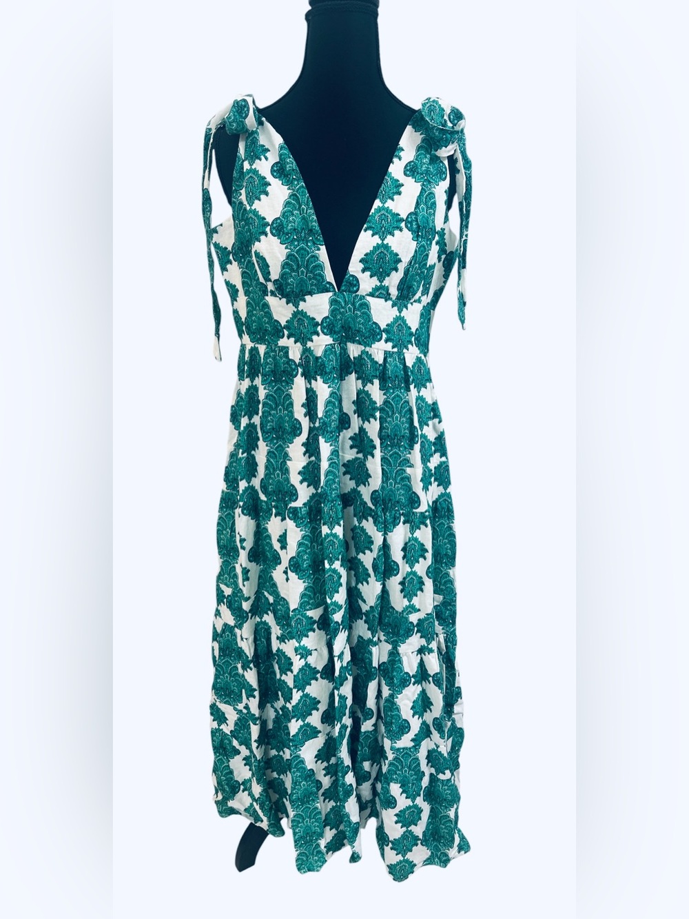 House of Harlow 1960 x Revolve Emerald Green Damask Tiered Maxi Dress, Medium